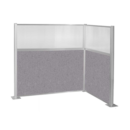 Versare Pre-Configured Hush Panel Cubicle (L Shape) 6' x 4' L-Build w/ Window Cloud Gray Fabric 1869808